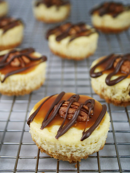 Turtle Mini Cheesecakes with Graham Cracker Crust