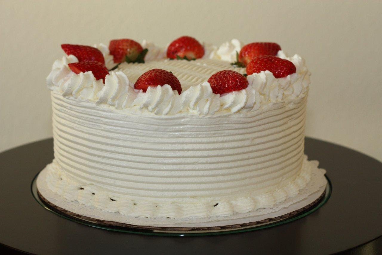 White Cake with Strawberries