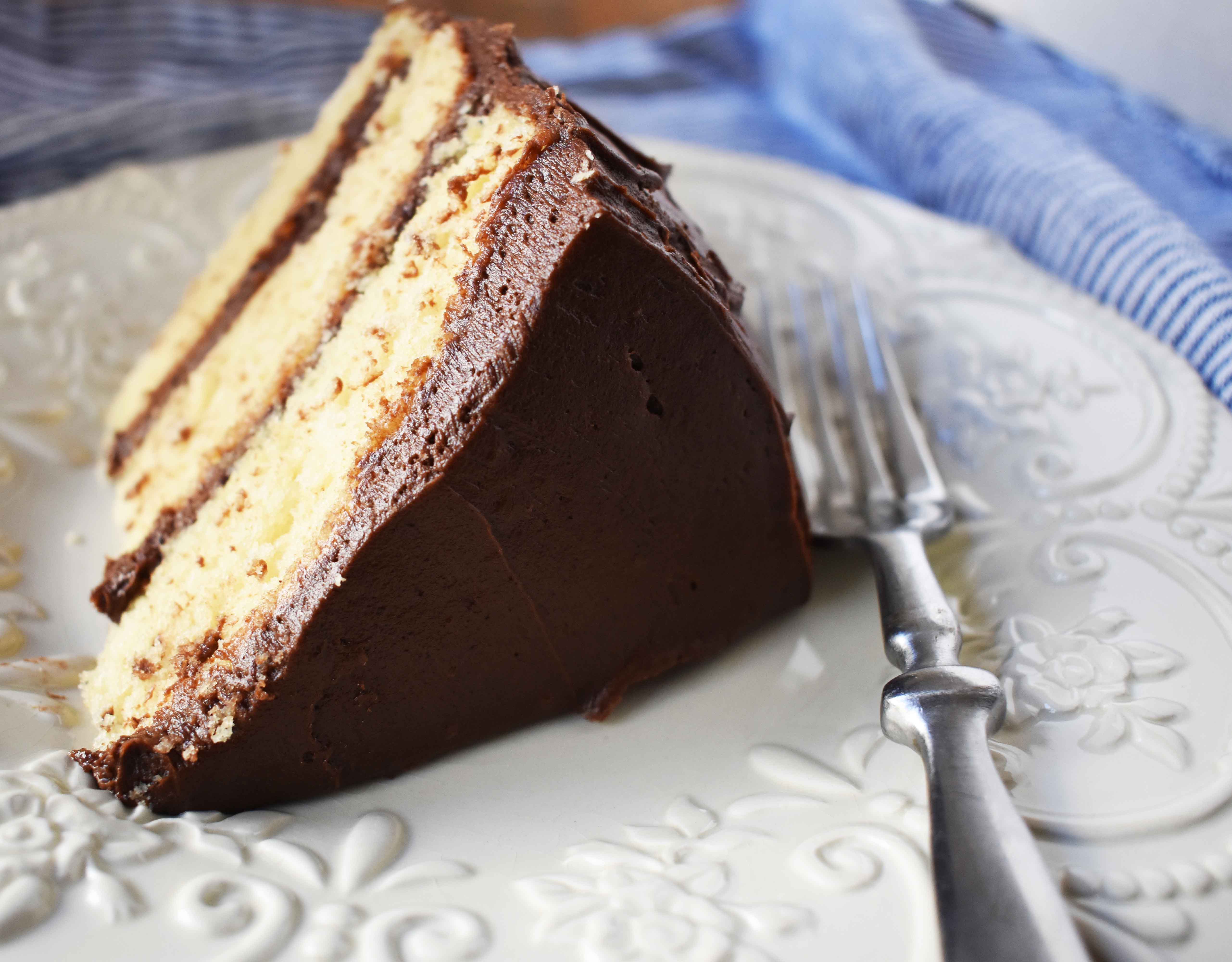 Yellow Birthday Cake with Chocolate Frosting