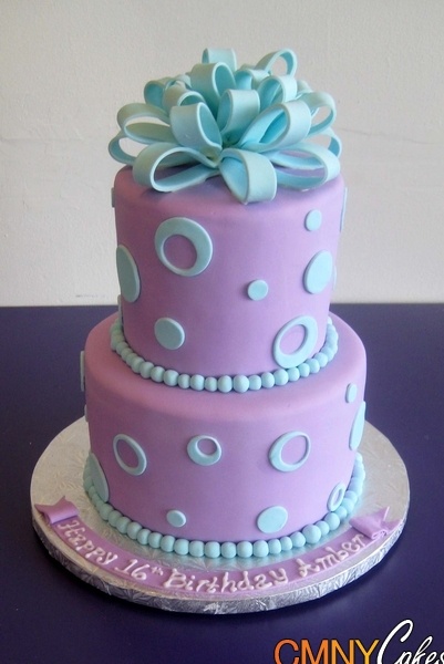 Baby Blue and Lavender Birthday Cake