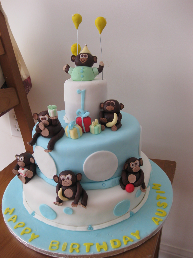 Baby Boy First Birthday Monkey Cake