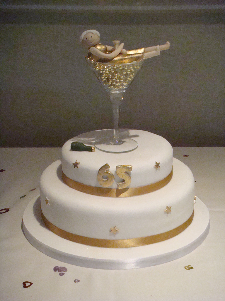 Birthday Cake with Champagne Glasses