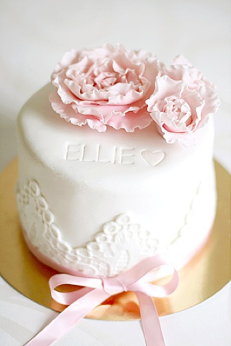 Birthday Cake with Pink Flowers