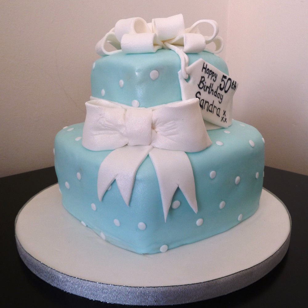 Blue Birthday Cake with Bow