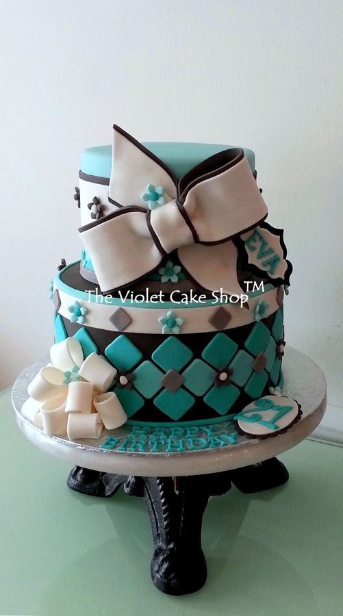 Blue Birthday Cake with Bow