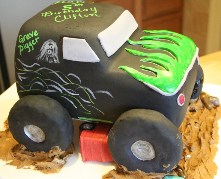 Boys 5th Birthday Monster Truck Cake