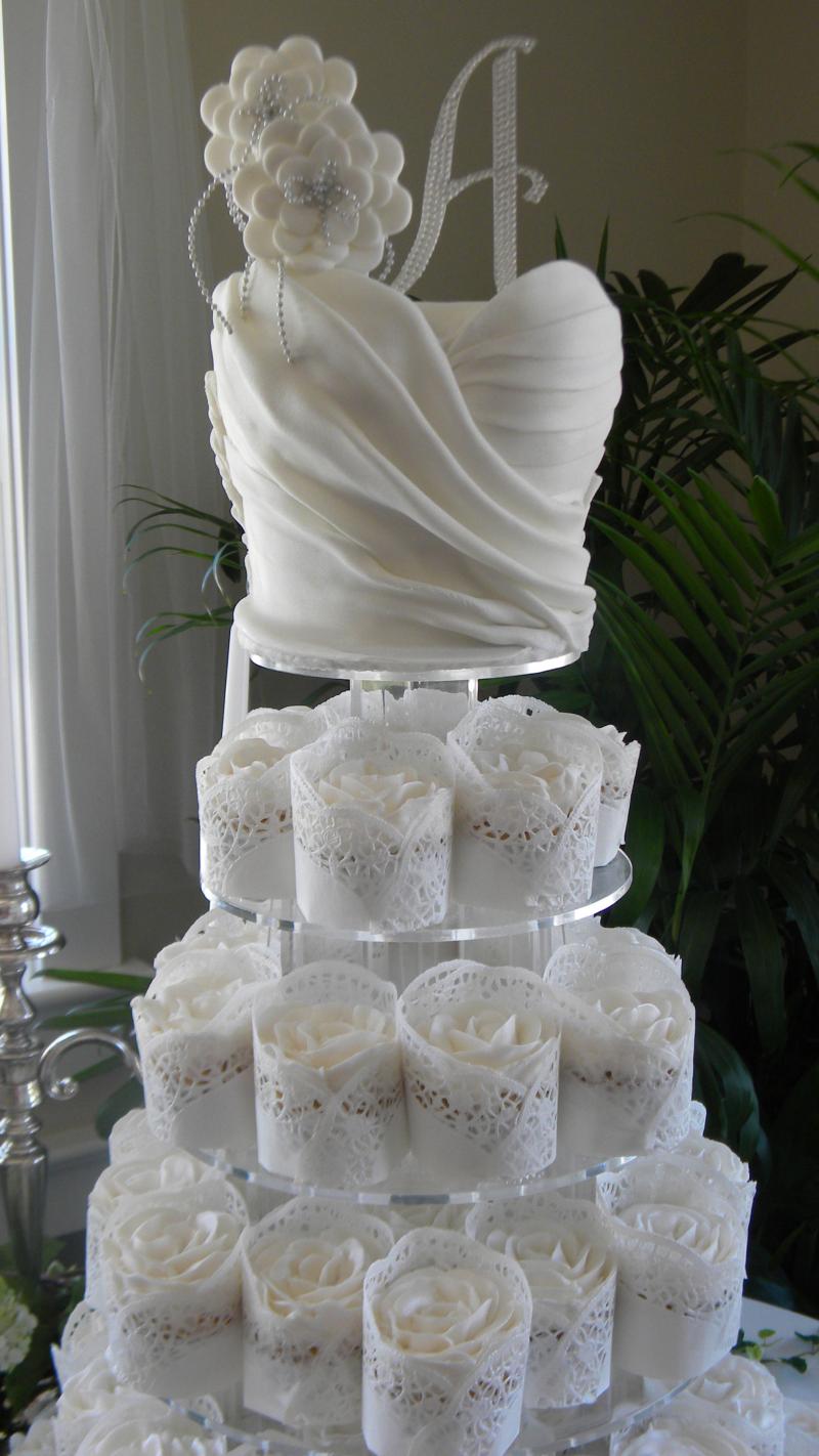 Bridal Shower Wedding Dress Cupcake Cake