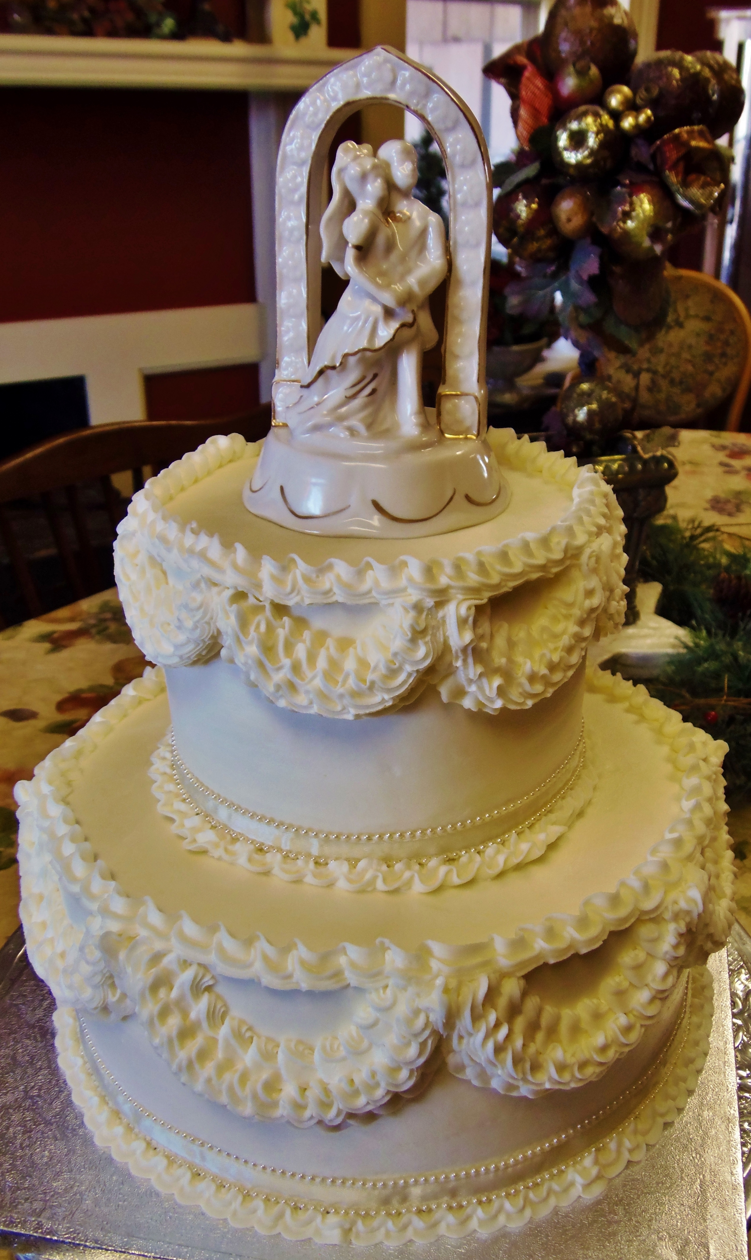 Buttercream Wedding Cake with Ribbon