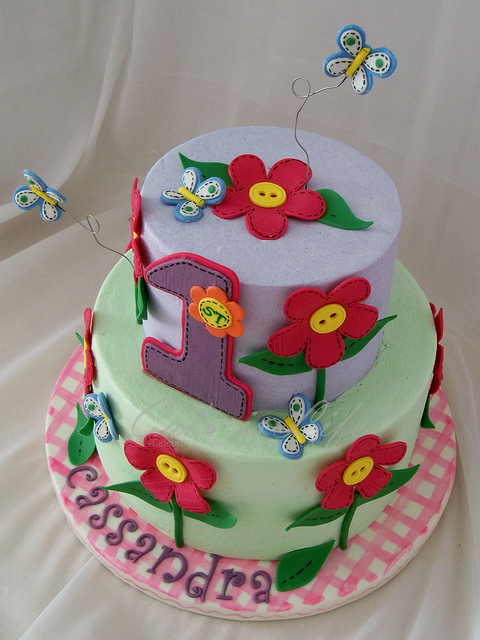 Butterfly 1st Birthday Cake Flowers