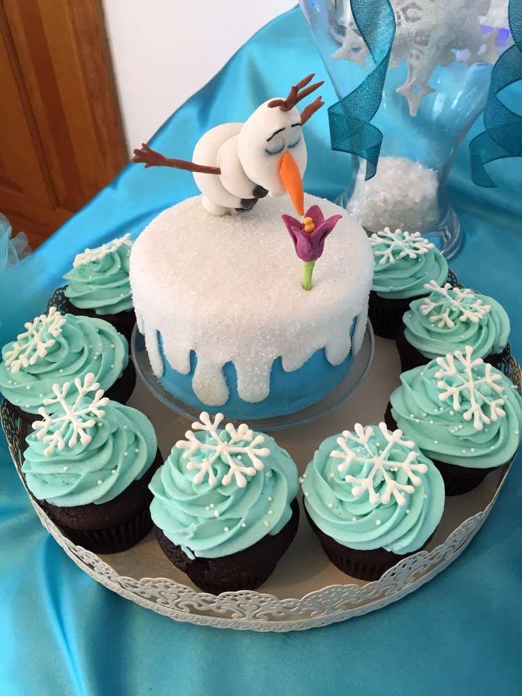 Frozen Birthday Cake and Cupcakes