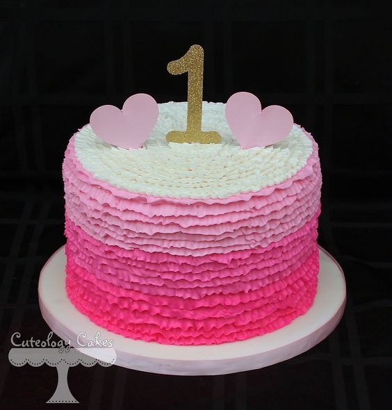 Gold and Pink Buttercream Birthday Cake