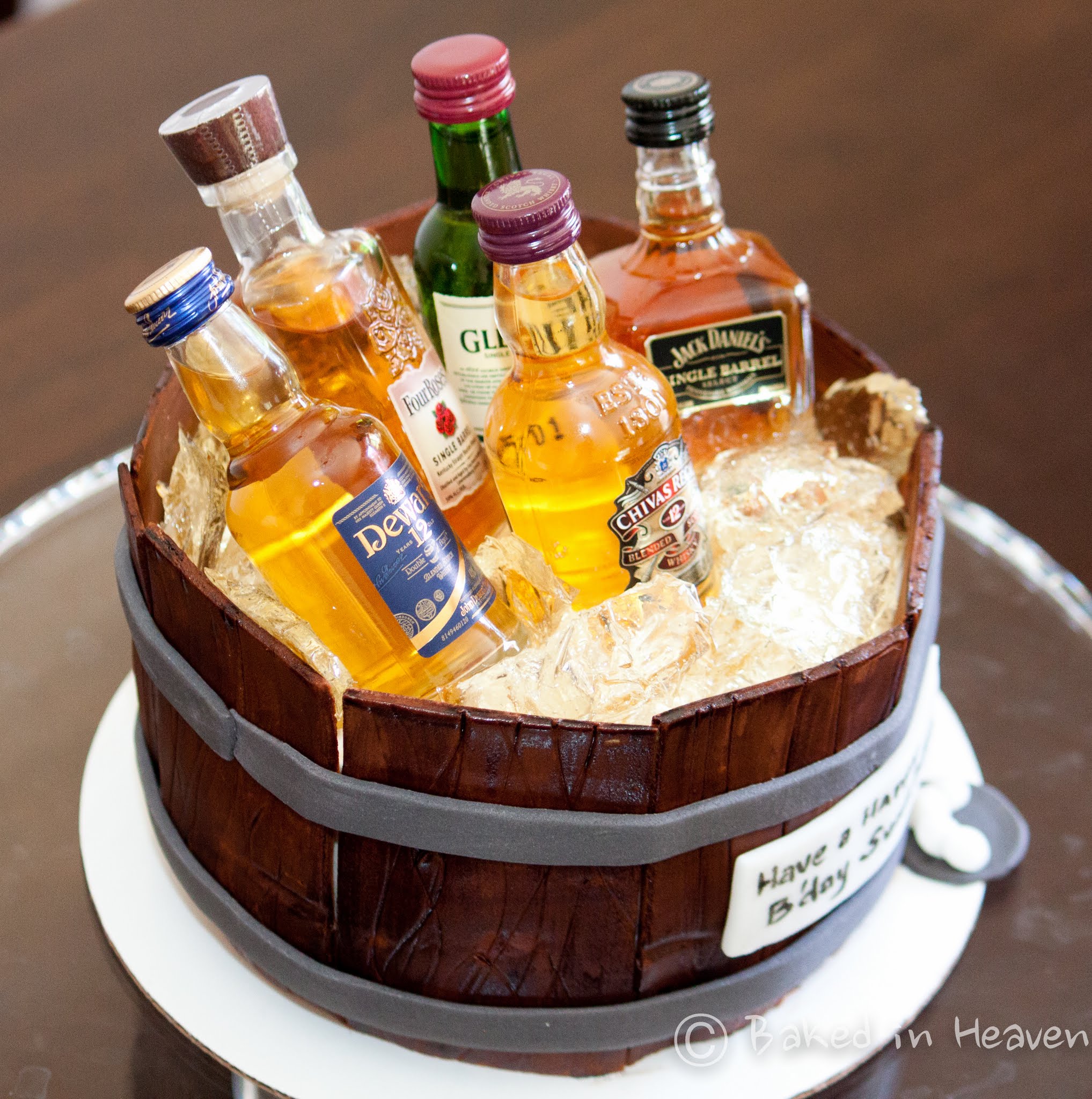 Happy Birthday Cake with Liquor Bottles Images