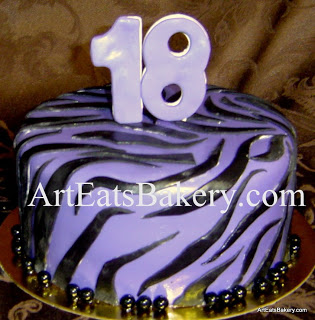 Images of Purple and Black Zebra Print Birthday Cakes