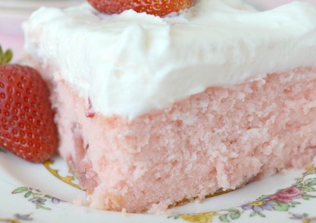 Lemon Sheet Cake with Strawberry Frosting