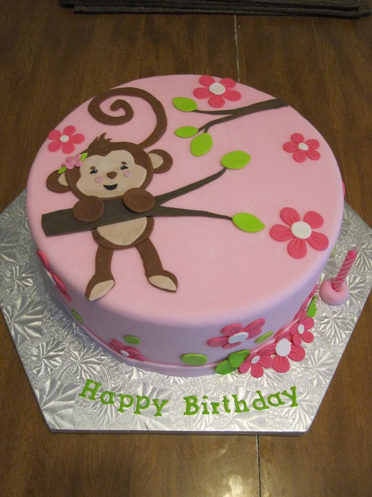 12 Photos of Baby Girls Monkey Birthday Cakes