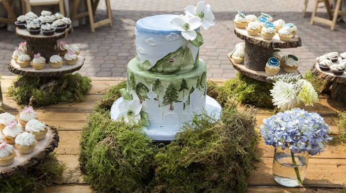 Mountain Theme Wedding Cake