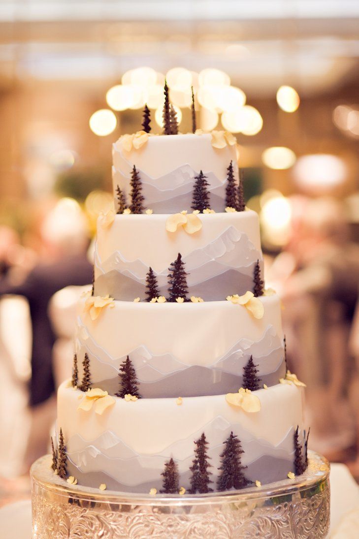 Mountain-Themed Wedding Cake