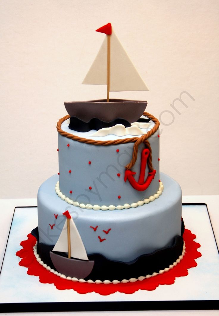 Nautical Sailboat Baby Shower Cake