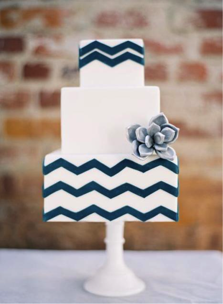 Navy Blue Chevron Cake