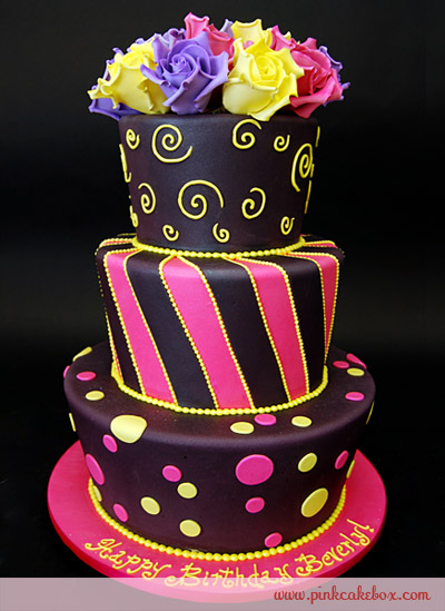 Pink and Purple Birthday Cake