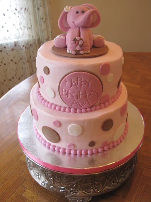 Pink Elephant Birthday Cake