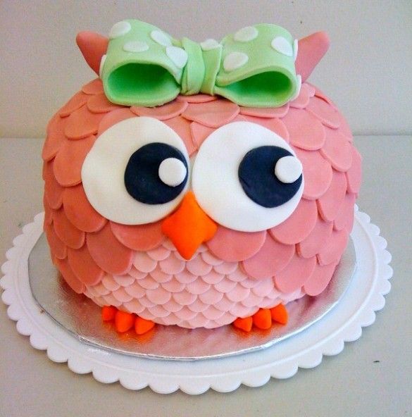 Pink Owl Birthday Cake