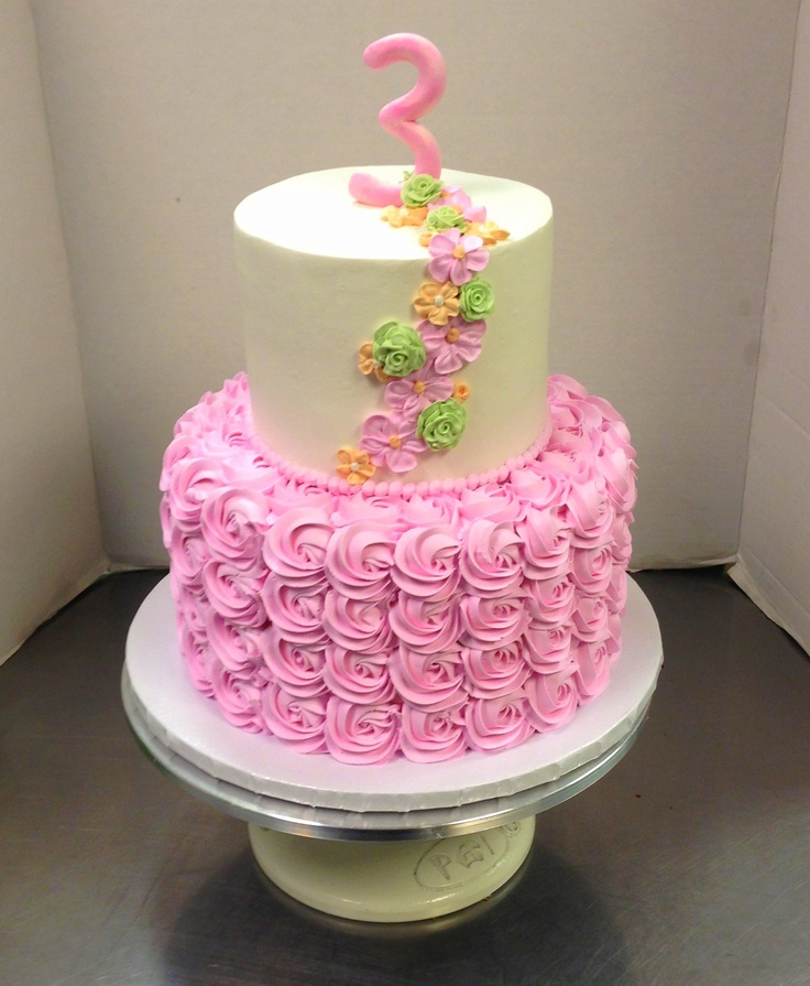 Pink Rose Flower Birthday Cake