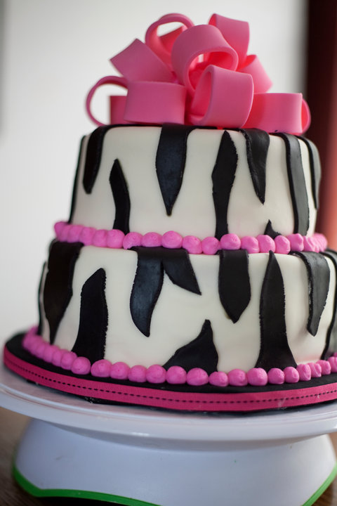 Pink Zebra Print Birthday Cake