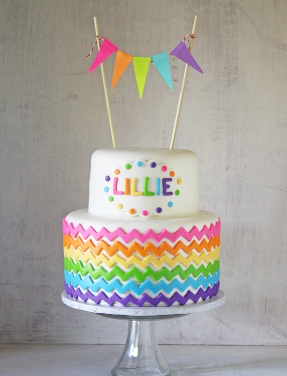 Rainbow Chevron Birthday Cake