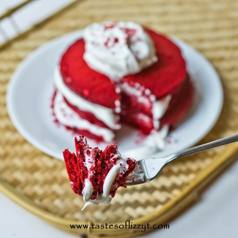 Red Velvet Cake Mix Pancakes