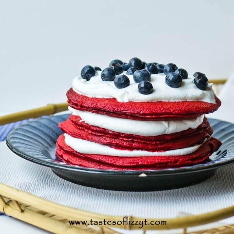 Red Velvet Pancakes with Cake Mix