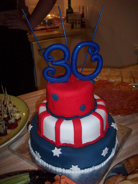 Red White and Blue Birthday Cake