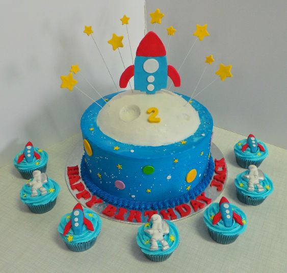 Rocket Themed Birthday Cake