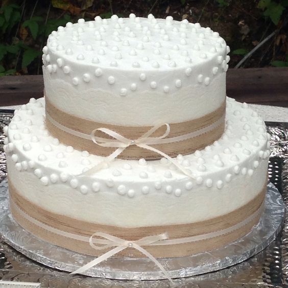 Rustic Buttercream Wedding Cakes with Lace