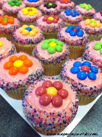 Skittles Flower Cupcakes