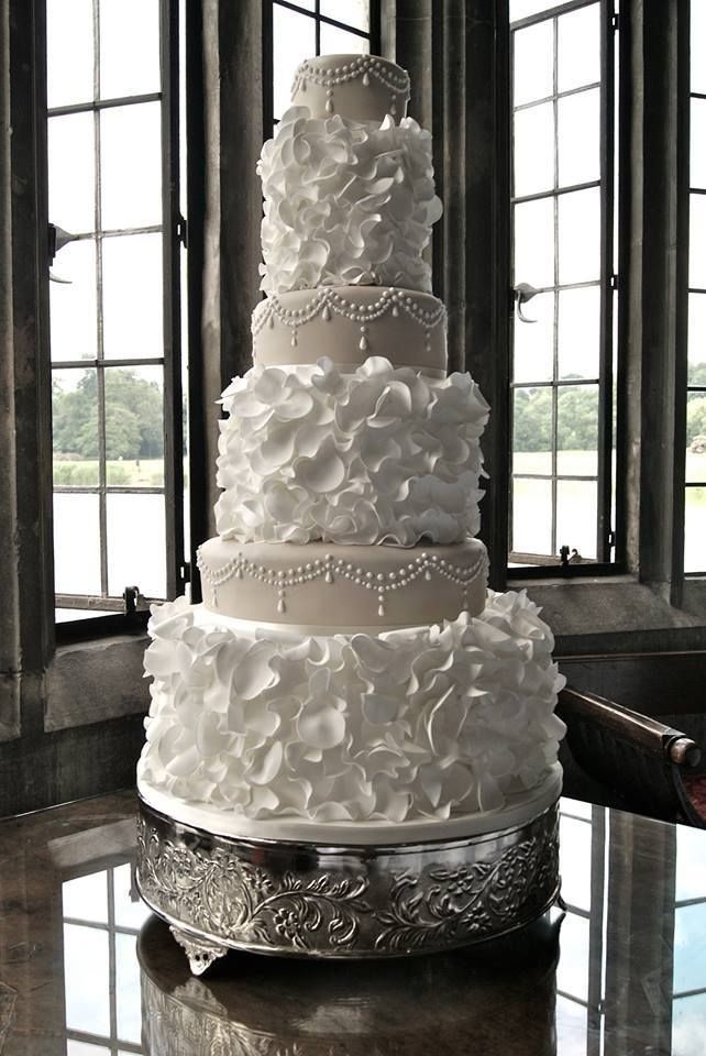 Taupe and White Wedding Cake