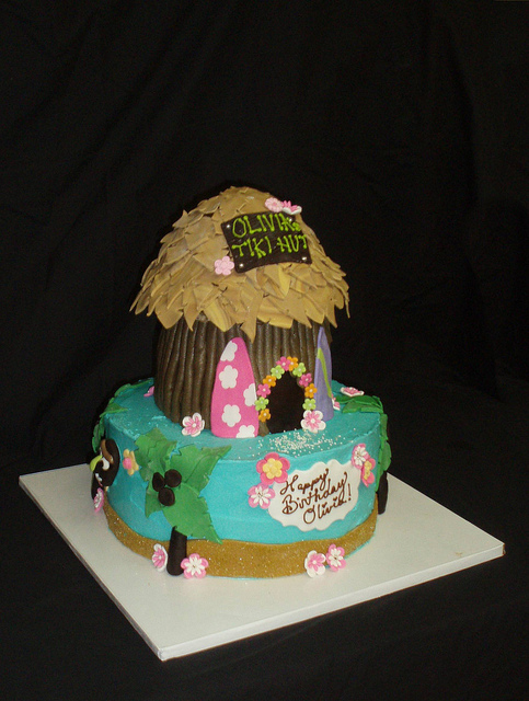 Tiki Hut Birthday Cake