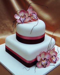 Two Tier Square and Round Wedding Cake