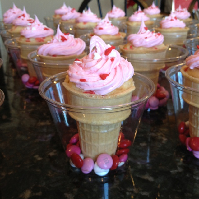 Valentine Cupcake Cones Ice Cream