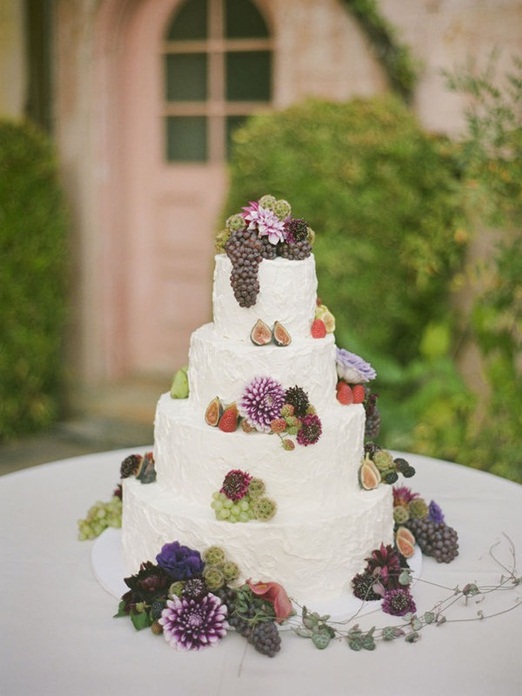 Wedding Cake with Fruit and Flowers