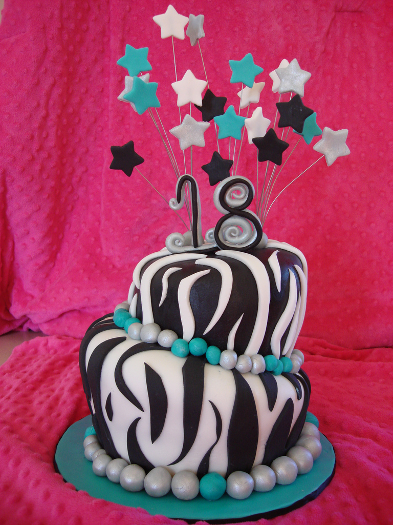 Zebra Print 18th Birthday Cake