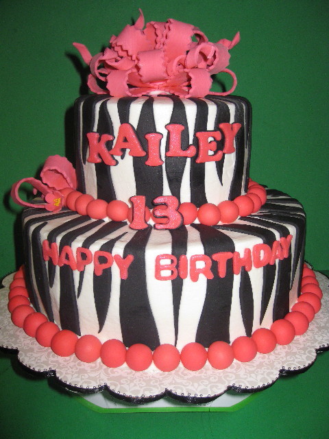 Zebra Striped Birthday Cake