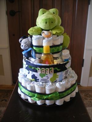 Alligator Baby Shower Diaper Cake