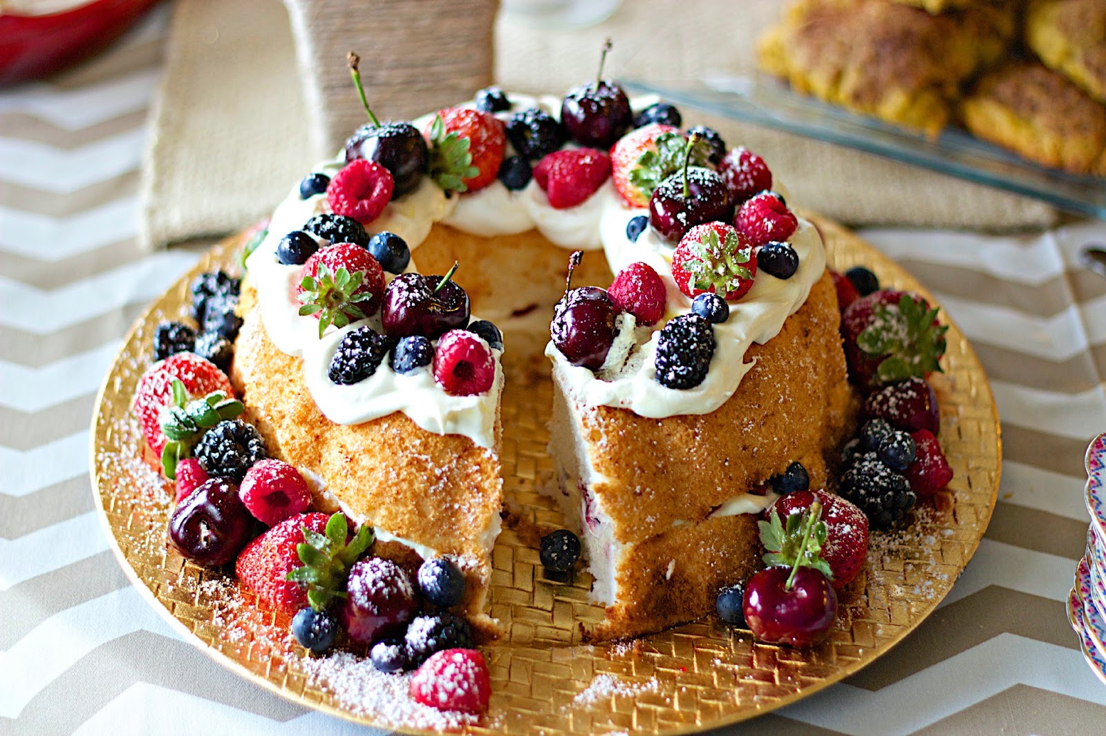 Angel Food Cake with Cool Whip and Berries