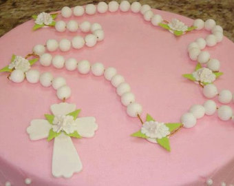 Baptism Cake with Rosary