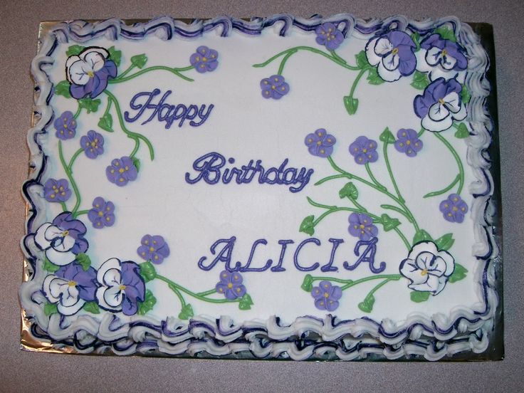 Birthday Sheet Cakes with Purple Flowers