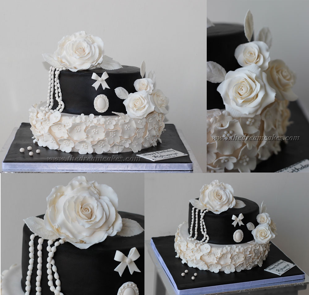 Black and White 21st Birthday Cake