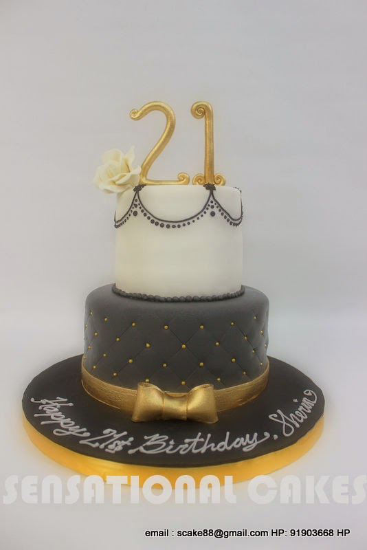 Black and White 21st Birthday Cake