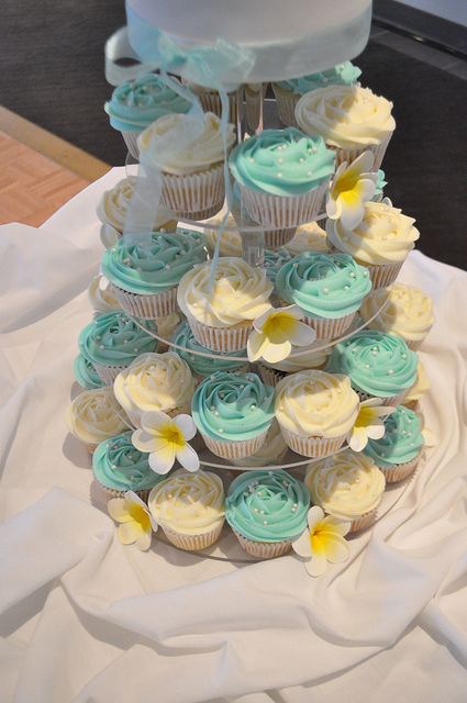 Blue and White Wedding Cupcakes