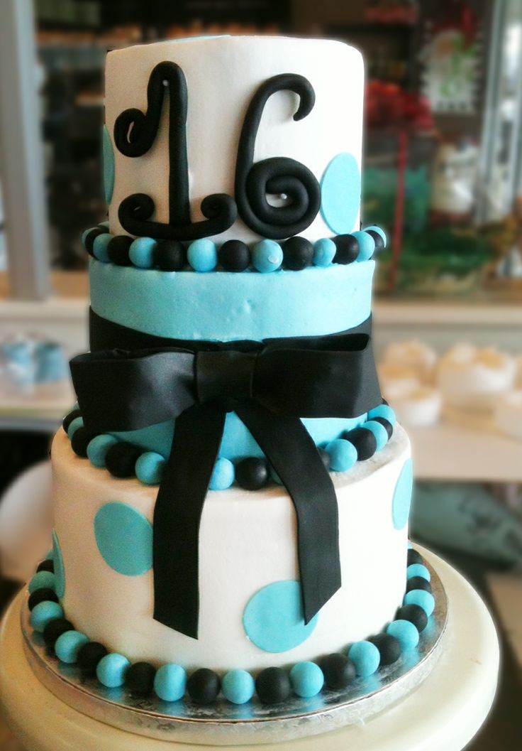 Blue Sweet 16 Birthday Cakes